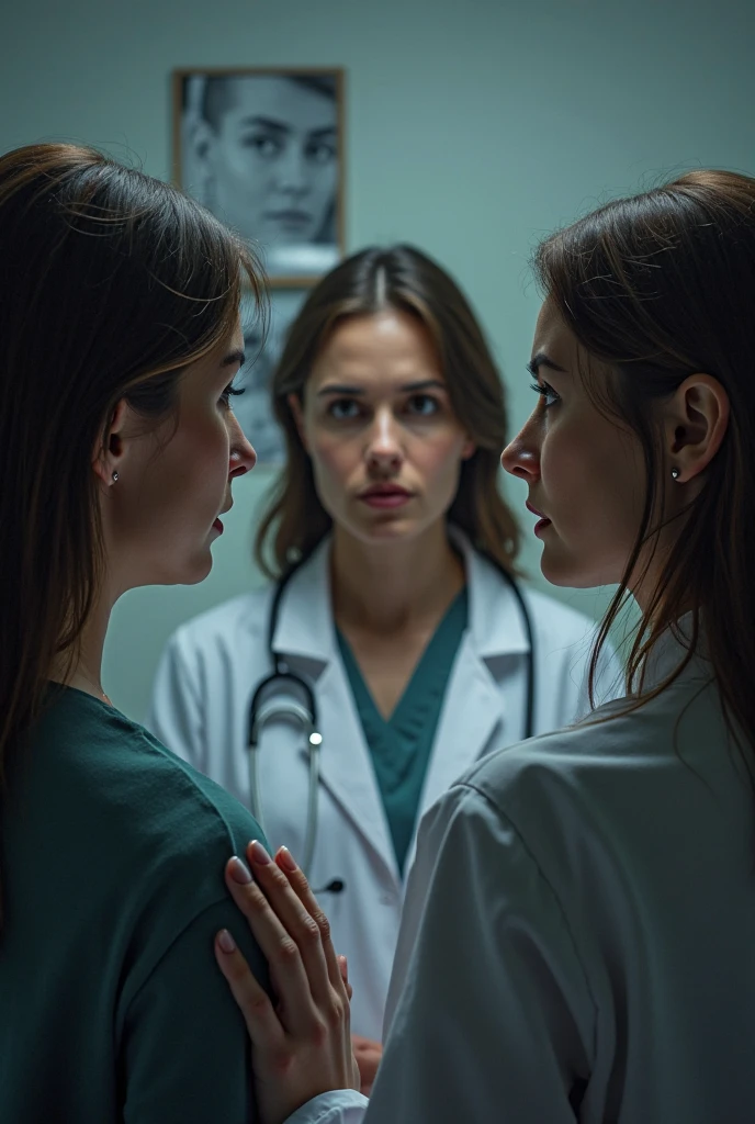 A scary alien walks down a line of scared crying women deciding who to dissect

