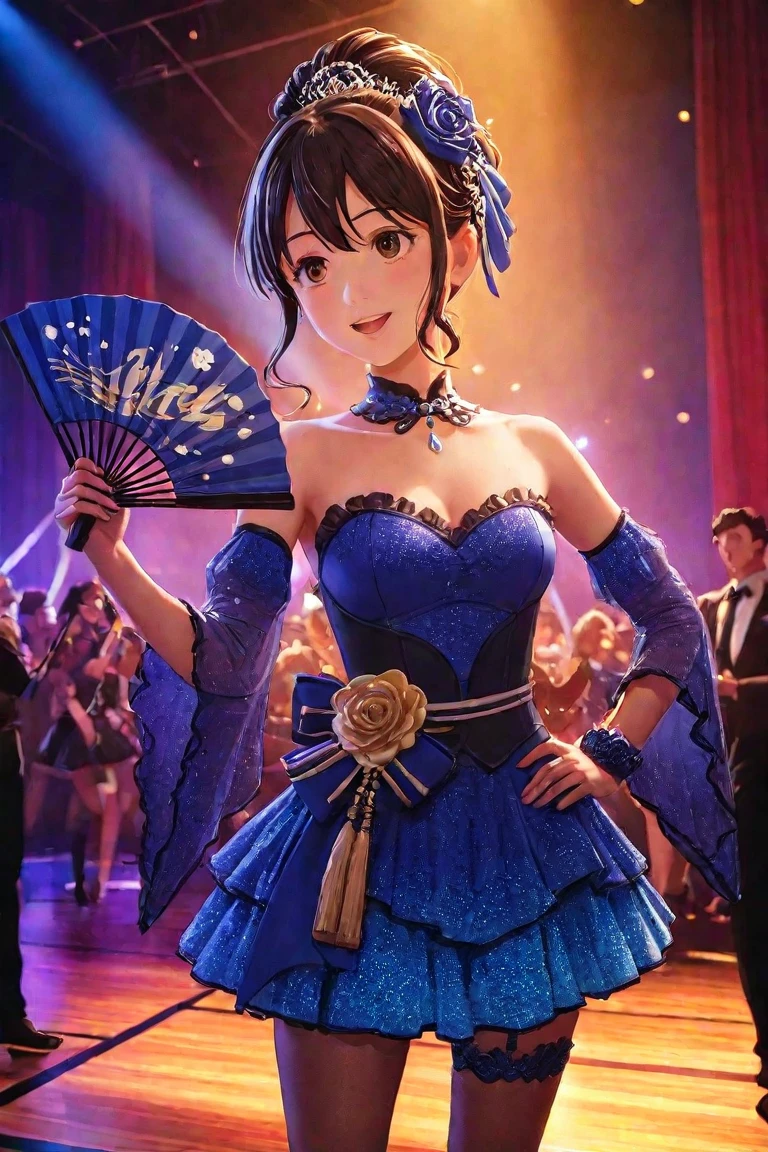 score_9, score_8_top, score_7_top, Young and beautiful female idol dancing on stage at concert, concert, performance, (anatomically correct body structure), motion blur effect, stage, idol, idol singer, beautiful girl, ideal and detailed body type, Big Breast, tight waist, beautifully detailed thighs, detailed face, beautiful eyes, long eyelashes, detailed lips, perfect skin, graceful movements, dynamic pose, colorful lights, crowd cheering