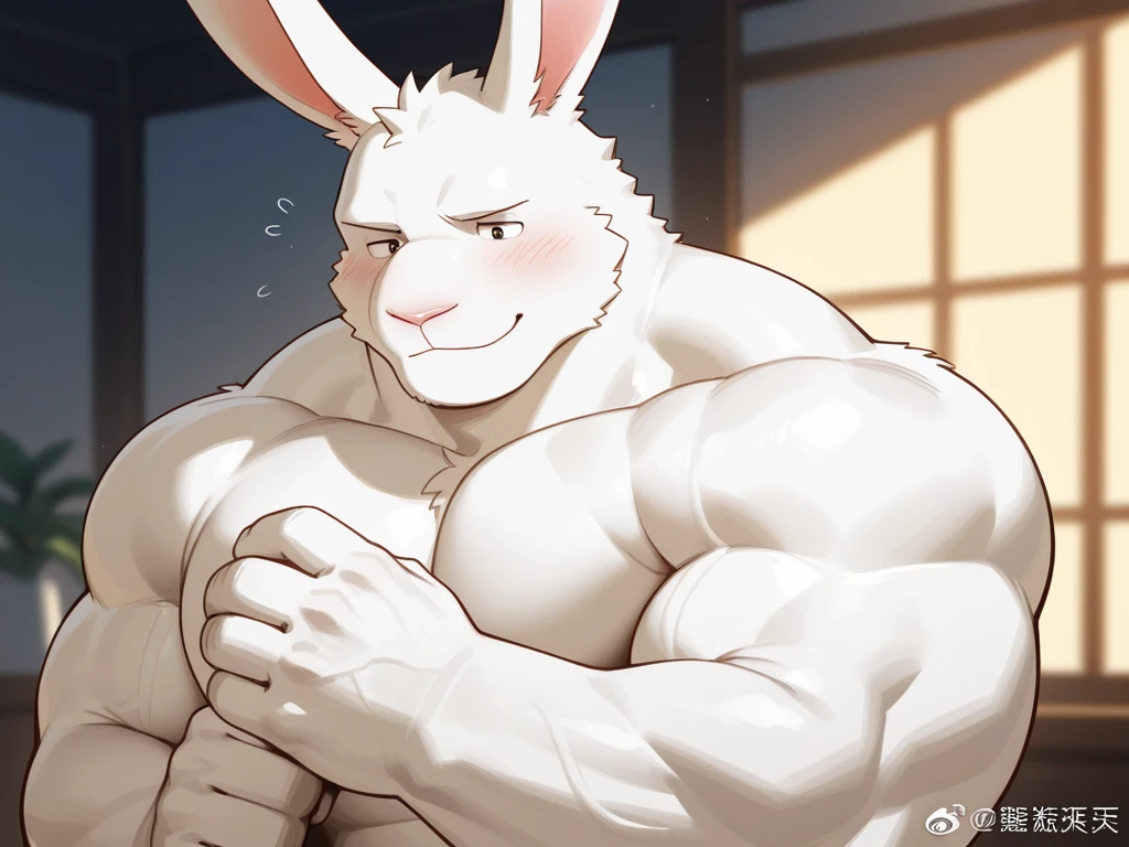 Medium muscular, rabbit, light gray, light gray rabbit, rabbit in underwear, black underwear, box underwear, long ears, from back, back view, posing, model, with short tail, tail, rabbit tail, bunny, bunny tail, anatomy, good anatomy, perfect anatomy, male anatomy, perfect body, By darkgem, By mystikfox61