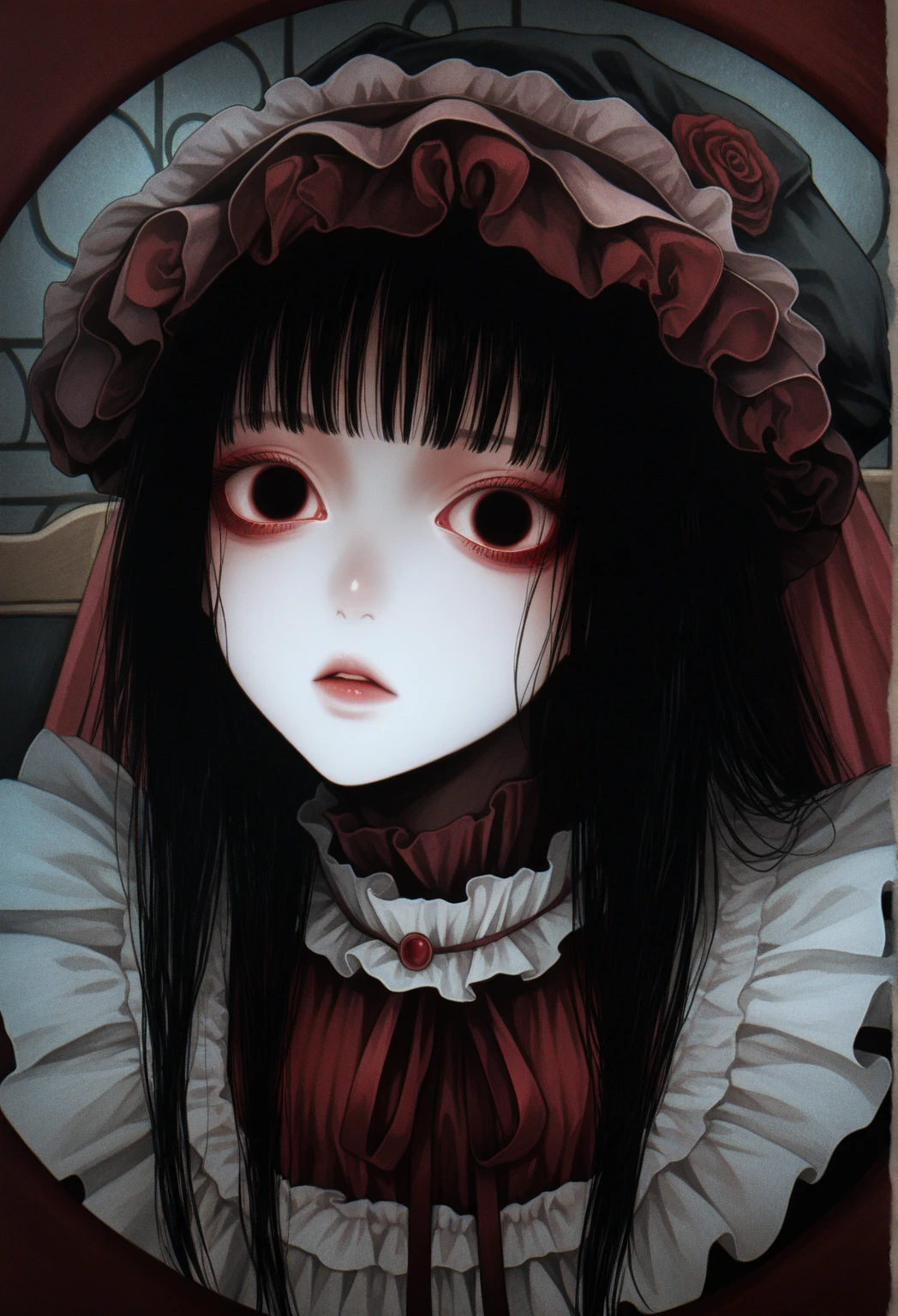 ((Chinese style))，Horror atmosphere，Bride in Red，net，wedding,Ghost Bride，Gloomy face