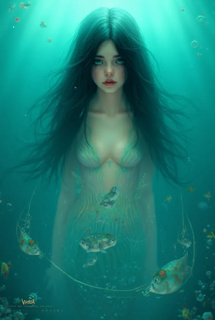 Underwater, no wearing, javanesse girl, curly, high resolution, 8K, capture with canon R6, full body, full shot, sensual,