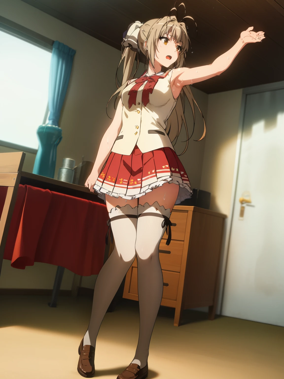 realistically, longhair, glitter silver hair, brown eyes, glowing eyes, white short skirt, super shot skirt, Blush, daytime, Wet from the rain, see through, sleeveless shirt, nipples, 14 years old, pussy, crotch, smile, hugging your knees, windy, roroa, the skirt is turned up, Hand open skirt, masterpiece, highest quality, very High resolution, (detailed and beautiful eyes), highly detailed face, perfect lighting, Very detailed CG, (perfect hands, perfect anatomy), witch, seduce expression, bottomless, sex appeal, armpit, semen drip from pussy, slender,
