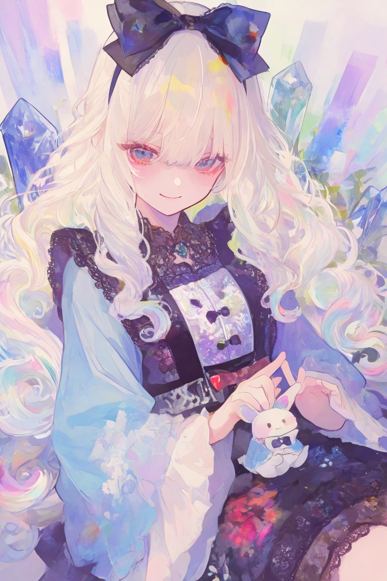 masterpiece, best quality, good quality, newest, highres, absurdres, <lora:ma1ma1helmes_b-000014:1>,ma1ma1helmes_b_illu, sketch,1girl, snake, solo, thighhighs, long hair, white background, hat, jewelry, pink eyes, sitting, blue nails, necklace, bangs, simple background, sparkle, fur trim, yokozuwari, very long hair, nail polish, wrist cuffs
