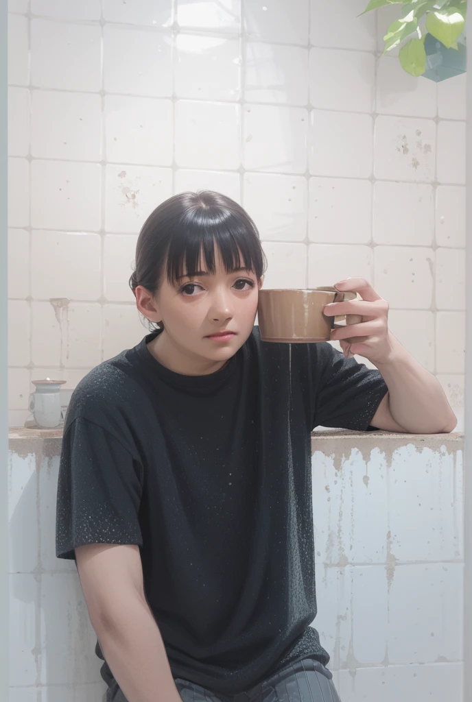 nsfw, (wearing ,t-shirt:1.3),{{{{see through:1.5}}}},{{t-shirt are wet with water:1.5}},{erect nipples:1.4},bottomless, huge pubic hair, be in the bathtub,in bath room, sit with one's legs stretched out,(be wet in the body,water1.6) immersion,steam, sweat, medium breasts, from above, (Top quality, 1 beautiful Japanese woman, ,high school student,(18 years old),medium hair, Black hair, Ultra-realistic capture, Highly detailed, High resolution 16k close-up of human skin. Skin texture must be natural, With such detail that pores can be finely identified. Skin should look healthy, In a uniform tone. Use natural light and color,