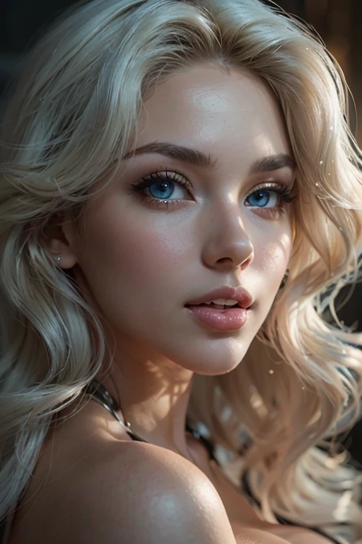 photo candide de Sandra , Elle est dans la vingtaine, cheveux blond longs, Detailed thin face, les yeux bleu-vert, detailed skin, dressed in a semi-transparent black designer skirt , elle porte un bustier en dentelle rouge, un sein est sorti, realistic skin texture, Extreme skin details, (pores: 0.4),Expose the nipple areola:1.8,The areola can be seen, elle a des jarretelles noires qui ressortent de la jupe fendu, debout au bar, (Fond de pub confortable: 0.8), Bokeh, back lit, CinemaHelper