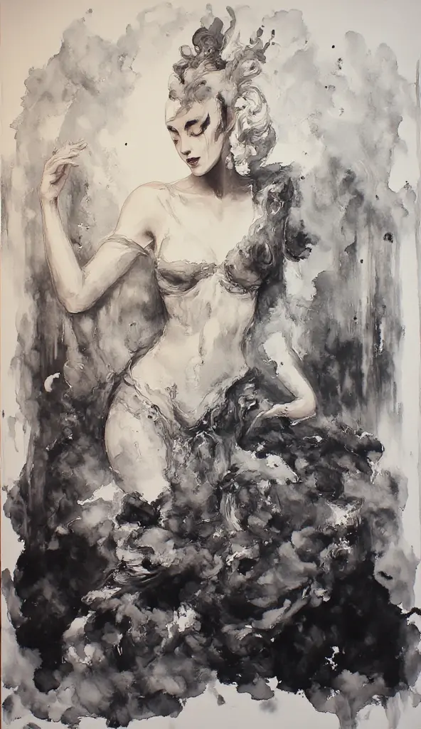 eroticism, sexy, lingerie, tmari, sketch, traditional media, pen drawing, white background (art inspired by Bill Sienkiewicz). oil painting)