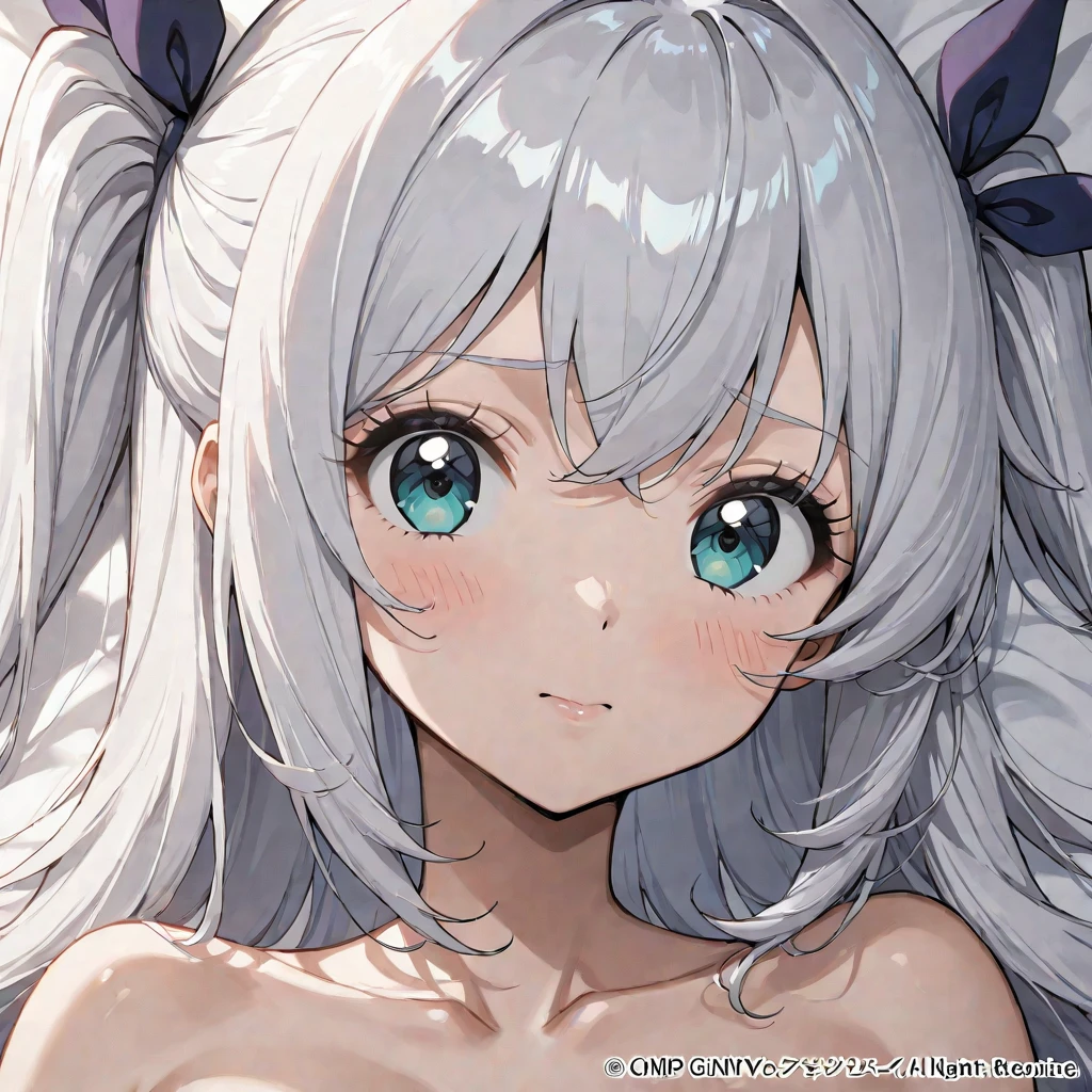 1 Girl, NSFW, Nude, Naked, Nice Nipples, Nice Pussy, Nice Tits, Fully Nude, Medium Breasts, Blue Eyes, Heart Eyes, Platinum White Hair, Twin Tail Hair Style, Pale White Skin, Smooth Skin, Face Freckles, Nice Cleavage, Slutty, Sexy, Sassy, Smirking, Tease, Teasing, Close up, Teasing, Sexy Pose, Down on One Knee, Side Profile, Side View