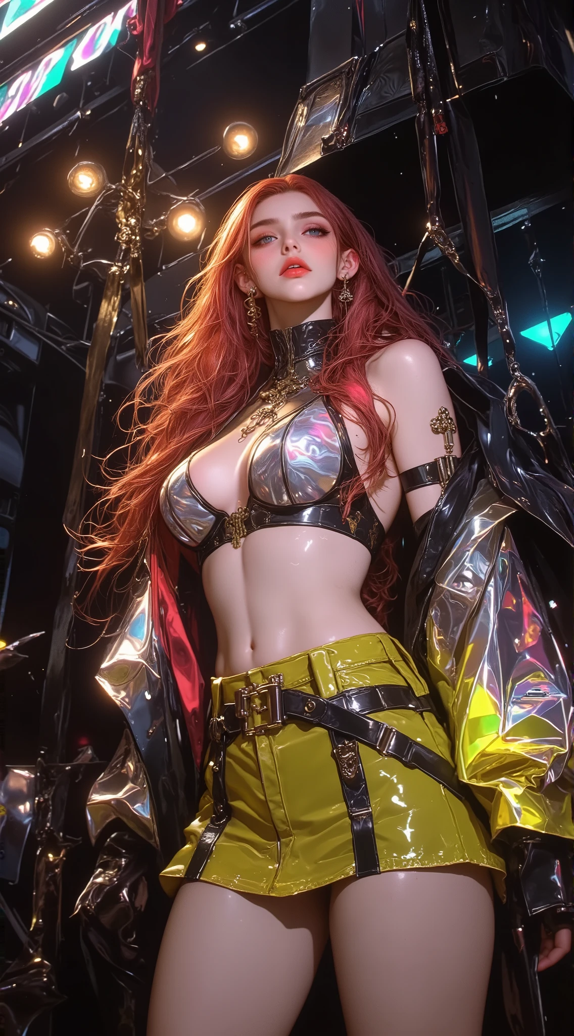  ((((Shiny silver accessories)))), ((((In the storm where thunder shines)))), ((((wet and glowing skin)))), (((Red Hair))), ( backlit), ((Super wet skin)), ((Fluorescent color)), (((In-depth images))), brunette girl, big Smile,  super beautiful glowing eyes、hanging from the ceiling with his arms tied with a rough rope、sweat、The rope bound her body、wet body、 Legs Hanging from Shackles 、 and a large amount of fluid flows out of your crotch、 One leg is suspended on top with a rough rope 、tied with a rope、Tightly bound、My hands are tied、 legs hanging in restraints  (8K,  live shooting , best image quality, masterpiece: 1.4), Ultra-fine mesh, (Realism, photorealistic: 1.48), masterpiece、Top Quality、Super Detail、8K、Detailed light、 detailed shadows 、Raw、(Detailed skin)、(Realism: 1.2)、18 years old、long hair、lace underwear、In the torrential rain, masterpiece, Top Quality, 超high resolution, (realistic:1.4), beautiful face in every detail, High Quality Clothing, (masterpiece:1.3), (8k、best quality work:1.4), (top quality, high resolution), (1 Girl:1.3), (alone:1.3), (  Mizuki Yukikaze), (hair bow, Frill collar , Blog, One Piece Tan, sleeves apart , corset before dildos insertion, frills, heart cutout, micro panties, bridal garter, high heels), ( 完璧なversus称的な顔), Beautiful eyelashes, (Nose blush:1.3), (flat chest:1.4), ( beautiful thighs), ((Accurate Arm, sex, Accurate legs)), (perfect anatomy), sunburn, Wheat-colored skin, ( High Detail Skin : 1.2), dynamic angle, (Midnight Metropolis , decadent and futuristic urban area ). ( Advanced Future Cars ), (cyberpunk background, Blade Runner), volumetric lighting, bright color, (hair bow,  elbow bag, fingerless gloves, ruffle leotard, fur trim, black leotard, Knee-length boots, versus.  demon ninja suit , One Piece Tan),