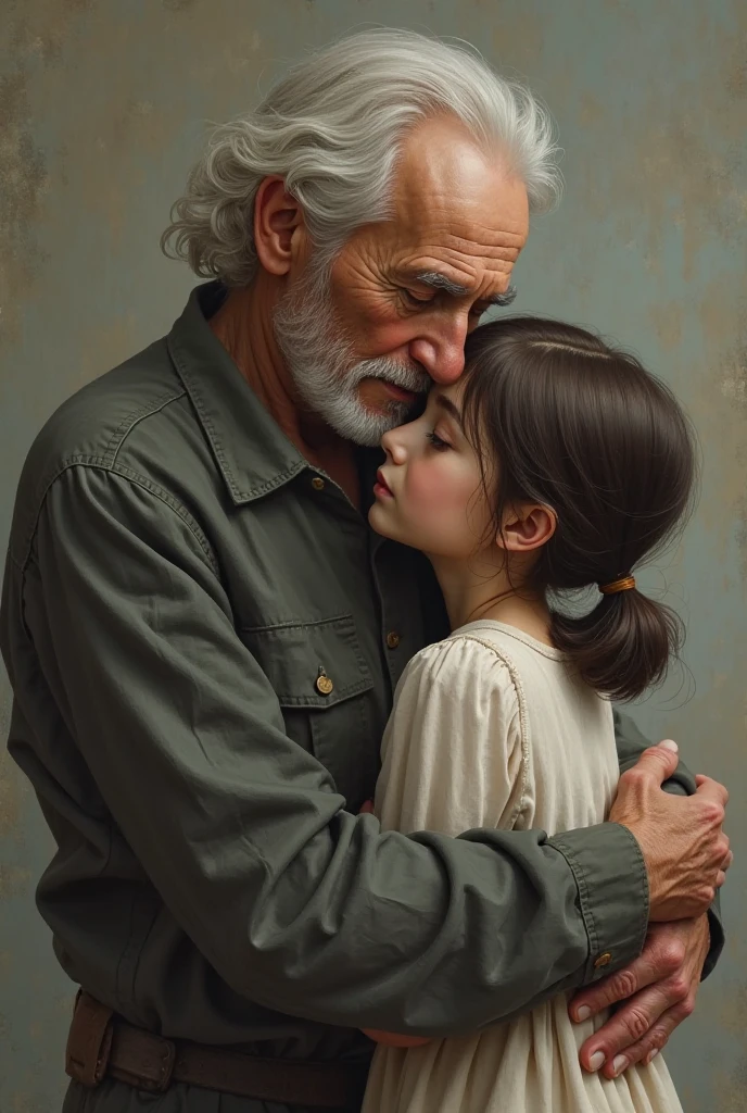 a 12-year-old Millie Bobby Brown wearing mini skirt and a burzum t-shirt cuddling an old religious black man with beard. puffy long nipples, hyper realistic, photorealistic, 8k, high quality, intricate details, dramatic shadows, glowing white skin, in love with each other, wife and husband, malicious look, inappropriate situation, high socks