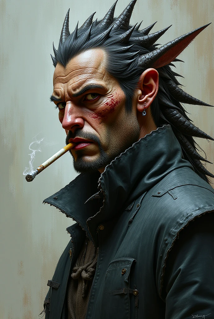 change background angry smoker, dark, realistic face, ultra realistic face,