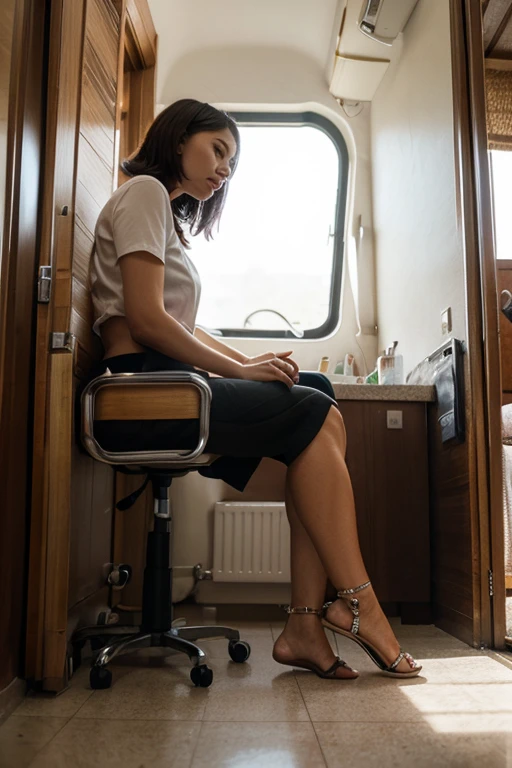 ((Detailed eyes)), [woman in container:1.3], bare feet, full body in container, dirty woman chained to a chair, white torn stockings, broken glasses, woman in container, desperate expression, worried alice in wonderland in container, concerned about future, brunette, realistic hands, photorealistic, grandpawds, 4k UHD, dark vibes, hyper detailed, epic composition, octane render, sharp focus, high resolution isometric, (film grain:1.3), The light is sparkling, high quality photography, 3 point lighting, flash with softbox, 4k, HDR, smooth, sharp focus, high resolution, award winning photo, 80mm, f2.8, bokeh, (phgls, chained to a chair in container, bottle)