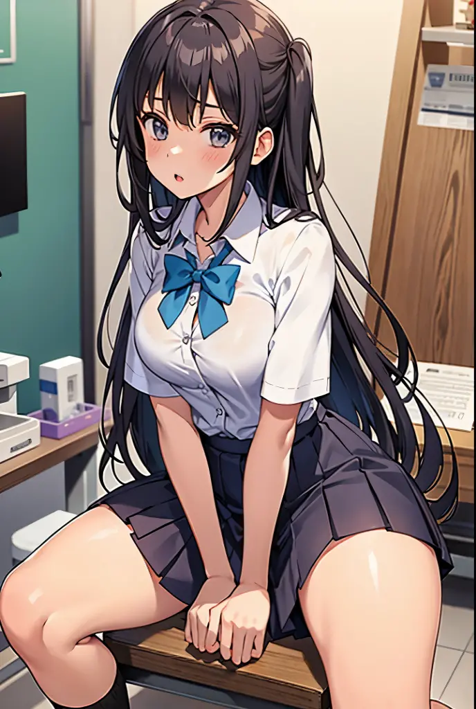 nsfw,Suzune Horikita, suzune horikita, Long Hair, Black Hair, (Red eyes:1.3), Hair Ribbon, Braiding,
bow, (In underwear),White panties,
indoors, classroom,
looking at viewer, (Cowboy Shot:1.5),
(masterpiece:1.2), Highest quality, High resolution, unity 8k wallpaper, (figure:0.8), (Beautiful attention to detail:1.6), Highly detailed face, Perfect lighting, Highly detailed CG, (Perfect hands, Perfect Anatomy), 