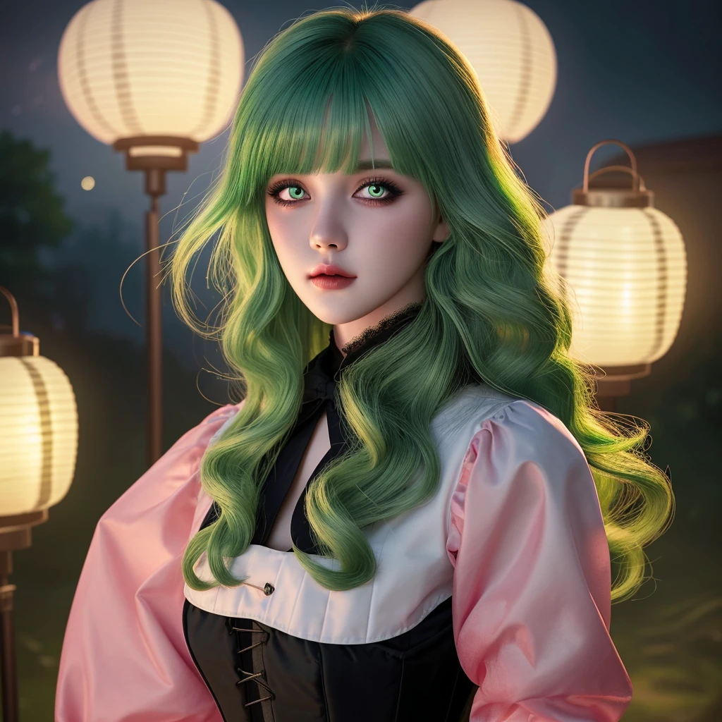 Unbeatable masterpiece, Ultra photo realsisim, Perfect artwork, Intricate details, Best quality, Strong light , High contrast, Dynamic pose, Dutch angle ,  Depth of field , (Masterpiece)Best quality , intricately details , 1girll , Short hair , (Black hair and green hair) , Rainbow color hair colorful hair,Gradient hair color , (Clear plastic sheath:1.2)，Black T-shirt , (simplebackground:1.2) , Shiny , Light granular nevi under the eyes , hair bobbles , Big foam , 鎖骨 , Hair ribbon , Light particles , sunflare