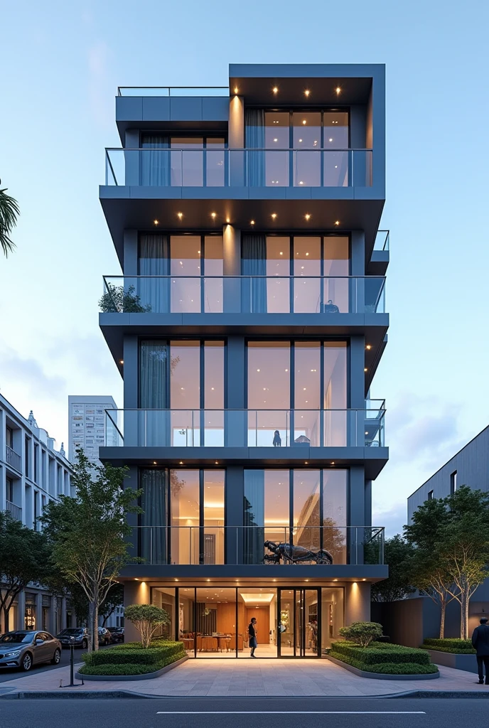 Show me the front of an apartment 