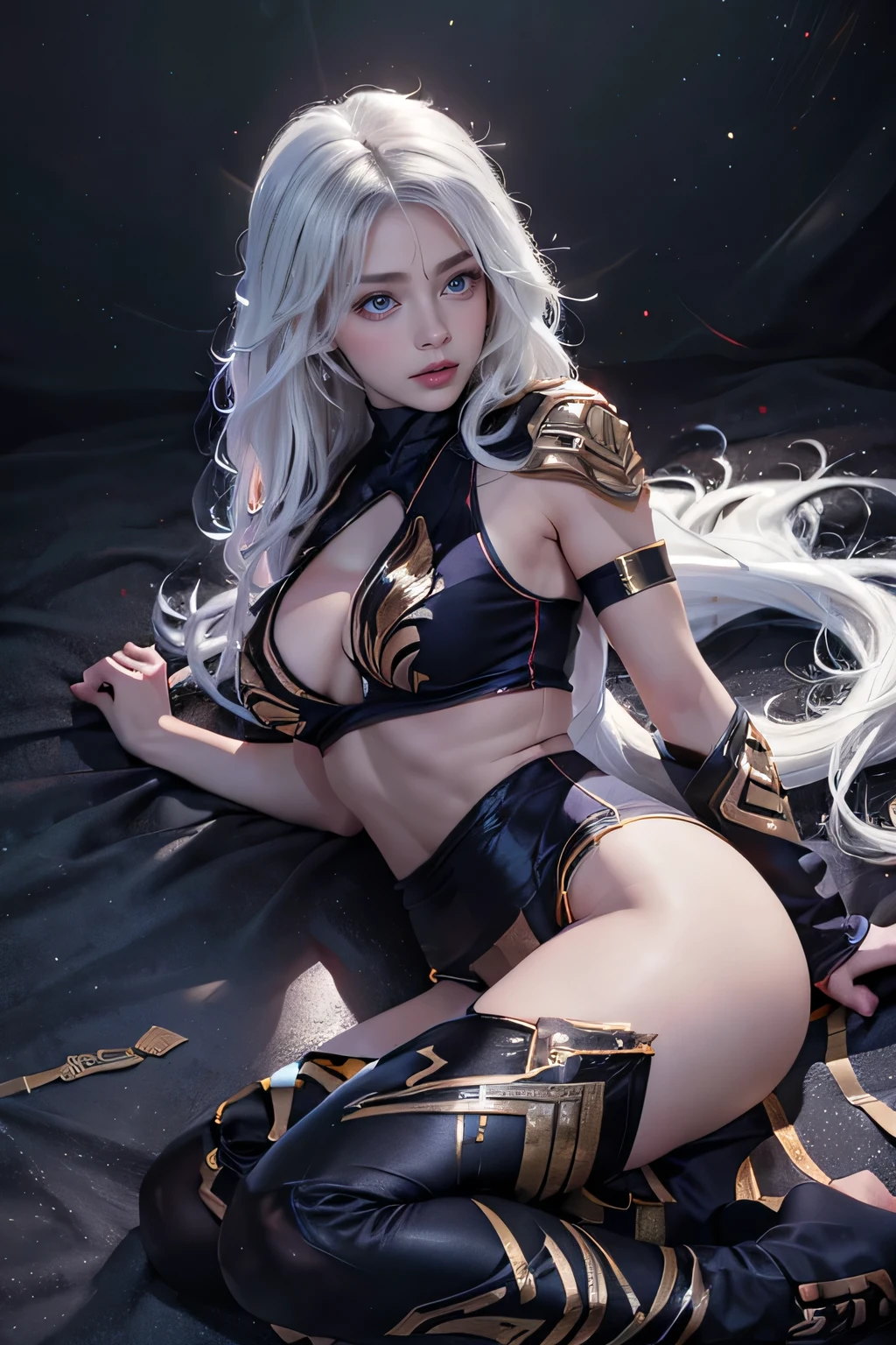((best quality, 8k, master part: 1.3)), pose de modelo, fotografia de corpo inteiro, 1girl, pele brilhante, Sharp, Beleza Corporal Perfeita, corpo perfeito sombreado realista, ("fantasia,Bosysuit, Branco,gold decoration,buceta transparente" :1.2), , ("bikini type armor, fantasia, pretocom douradas, luvas de armadura":1.2), ("fantasia, Armadura Leggins"1.2), ("fantasia, vestir"1.1), Big_seios, Bastidores da fantasia, (dynamic pose:1.1), no-bra, vento, Inferno