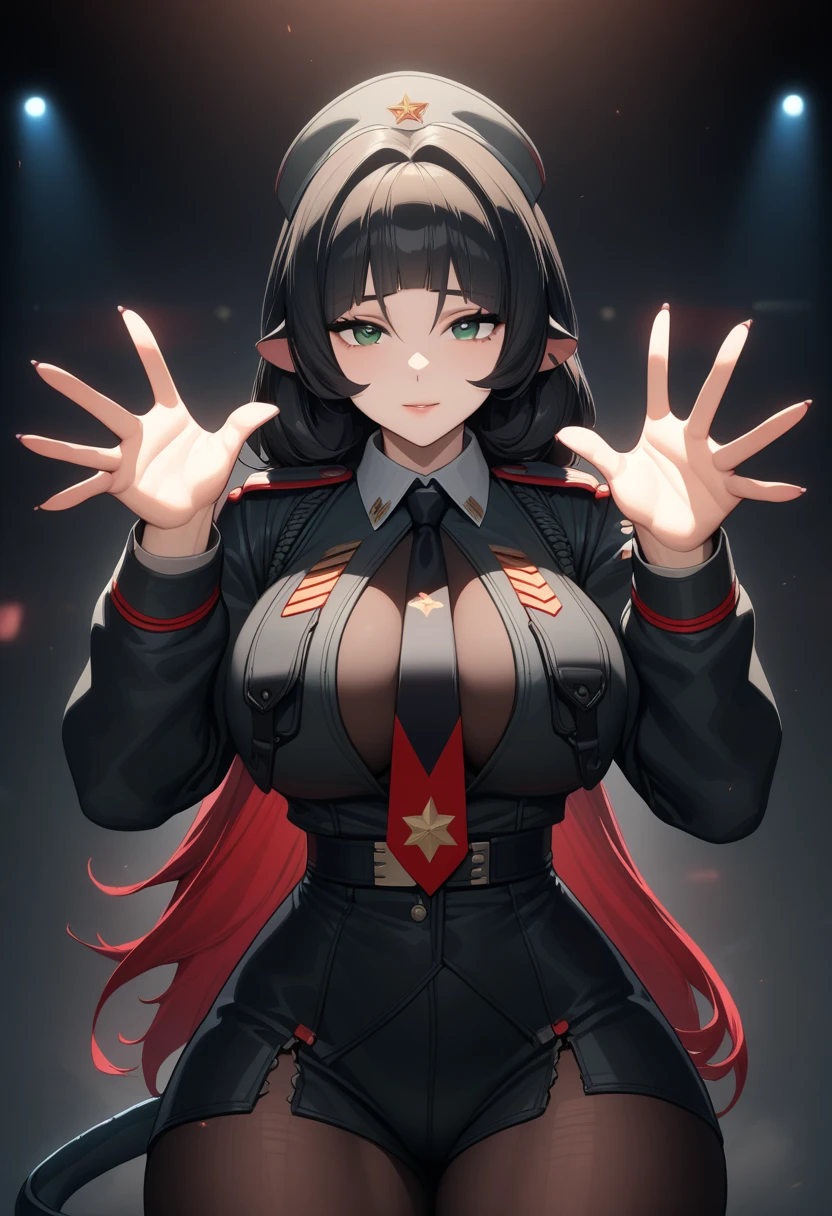 ((best quality)), ((masterpiece)), (detailed), ]girl\big boobs\ smiles\[black hair]blue eyes] 