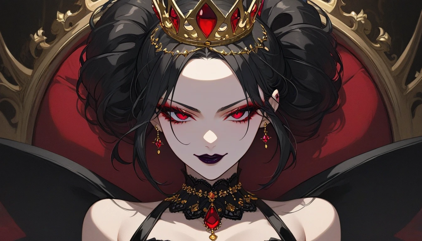((Highest quality)), ((masterpiece)), (detailed), （Perfect Face）、The woman is Evil Queen Grimhill&#39;s Yuuki Asuna, naked, with light brown, semi-long hair.、The woman is in the form of an evil queen.