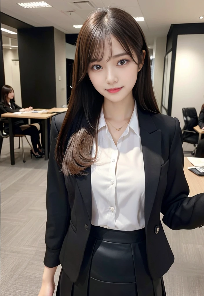 (8k), (highest quality: 1.2), (Realistic), (Realistic: 1.37), Ultra-high resolution, 1 girl, cute, Shiny skin,(Blushing:1.2),smile, Red Lip,Mouth closed, Beautiful details, Beautiful Nose, whole body, Wet Hair, ponytail,Giant Dulcefo, pork,Navel exposed,(University Student Uniform:1.2),A simple blazer,(Pleated skirt:1.4),Sit on a chair, (shiny pantyhose:1.2)