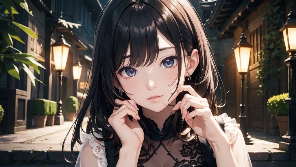 ((Biologically correct number of limbs))、(( Photo with face included))、4K、((Standing posture))、Masterpiece、((focus on the face))、((Symmetrical facial features))、Eyes with detailed description、Beautiful woman、Outstanding style、Beautiful clavicle、Beautiful legs、Beautiful Hands、Slender Body、(stockings、High heels)、Detailed depiction of faces、Small earrings、necklace、(Jacket、shirt、(Checked skirt))、profile、tie、Holiday theme park、(((White oak)))、Droopy eyes、Photographed from diagonally in front