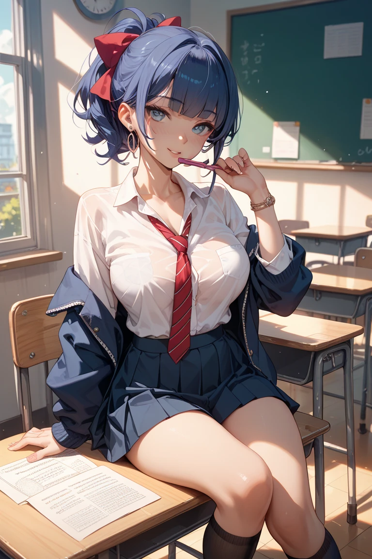 2 Cheerleaders, black hair, seductive smile, red eyes, in classroom, mind control by succubus