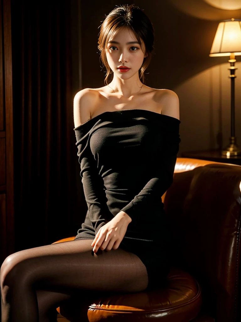 ((top-quality、8K、masuter piece:1.3))、1 female、Beautiful girl emphasizing slender abs:1.3、爆乳:1.2、Pose Seductive、Sexual facial expressions、Open your crotch on the bed、Pink Off Shoulder、Cinematic lighting、hyperdetailed face、High detailed lips、A detailed eye、二重まぶた