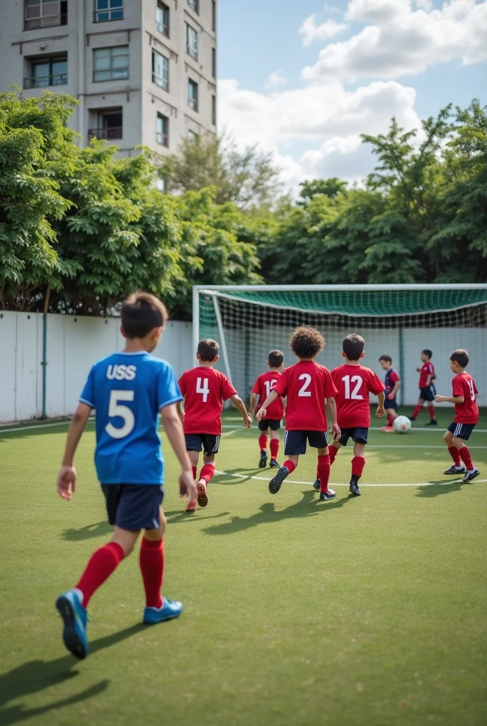 Kids playing football