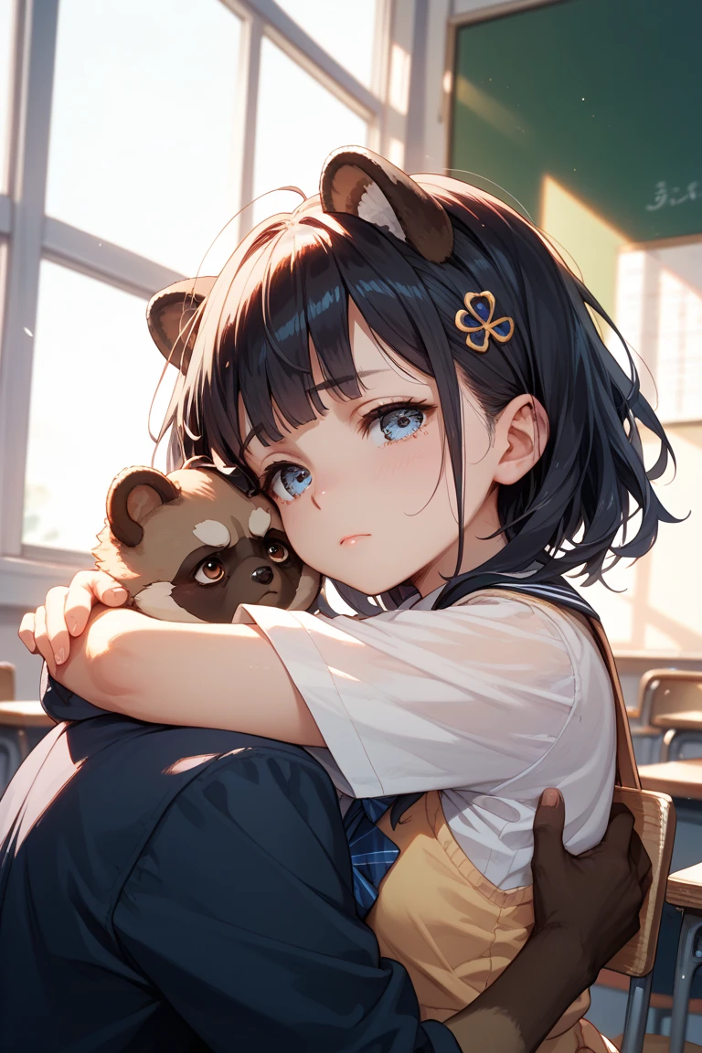 anime girl with a teddy bear in her hand and a bird in the background, top rated on pixiv, ecchi anime style, ecchi, the anime girl is crouching, , at pixiv, popular on pixiv, beautiful anime girl squatting, pixiv 3dcg, pixiv, beautiful alluring anime teen, seductive anime girl