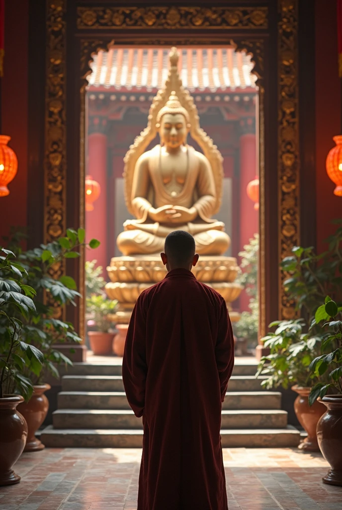 Shakyamuni looked at the screen, Long clothes, religion, Ultra photo realsisim