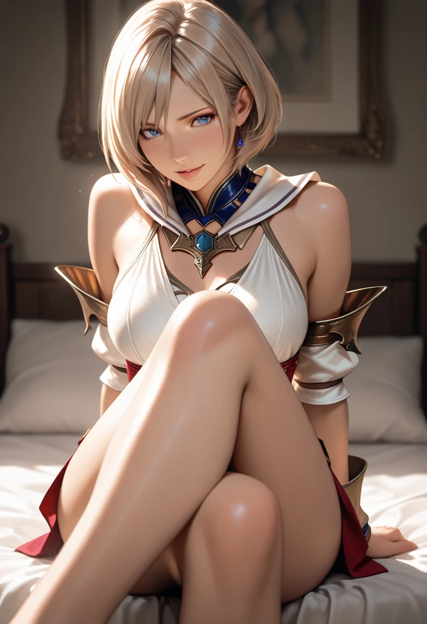 masterpiece, best quality, absurdres, perfect anatomy, (1girl, solo), Ashelia, short hair, AsheliaOutfit, miniskirt, thighhighs, jewelry, belt, standing, cowboy shot, smile, dynamic pose, dynamic angle, outdoors, plains, hills, (sitting, spreading legs by hands), spread crotch by hands, spread_pussy, (spreading pussy by hands)