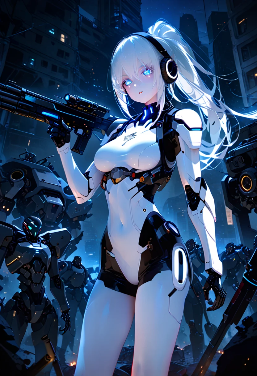 Anime girl holding a gun and wearing futuristic clothing, Perfect robot girl, best anime 4k konachan wallpaper, From the Azur Lane video game, perfect Anime Robot woman, Anime Robot, Cute robot girl, Cyberpunk anime girl mecha, Azur route style, Anime Cyberpunk Art, beautiful girl, Girl in mecha network armor, Actress