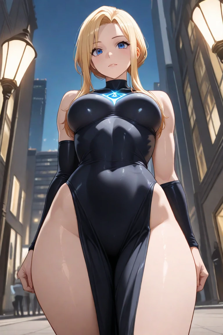 NSFW, (girl),（（optimal quality））， （（Masterpiece））， （A detailed： 1.4），face red，perspire The ultimate masterpiece,(fidelity:1.2),(sexy),(Huge chest), Open crotch, Open legs, (Smooth: 1.1), (Cutes: 0.9), (shiny: 1.1),, red lips, cute girl,  anime, cute pose, super small translucent lace lingerie,g string mini thong, (big breast), big ass, detailed lines, 8k image, no blur, perfect realistic nipples, sexy closed smile, erotic, super small sexy armor,detailed  realistic vagina, michievous smile, hottest girl in the world, dominant gestures, super small short dress, top of a building, tights, blonde, cutest girl on earth, micro super small bra, light blue, gantz like suit, blue eyes, half naked