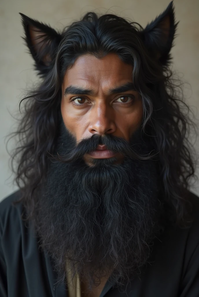 an Indian with wolf's skin on his head
