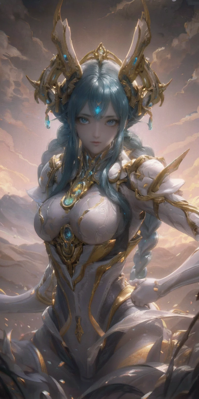Goddess Medusa with big breasts and big butt, very detailed face features, with divine armor, showing breasts and, with Greek ruins in the background, full body, sexy pose, 8k resolution, 4k, very realistic.