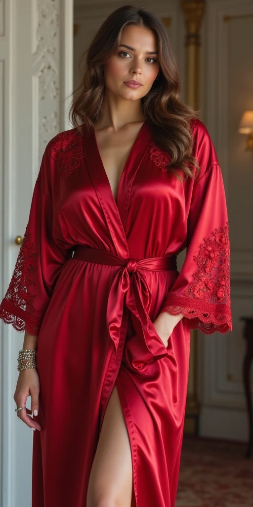 An araffe woman in a red robe posing in front of a mirror, red robe, sexy gown, wearing a luxurious silk robe, silk robes, wearing a red dress, sexy red dress, sensual woman, fully clothed in red robes, exquisite and smooth detail, wearing red dress, wearing a nightgown, wearing red clothes, captivating and enticing.
Masterpiece, ultra detailed, realistic, photo realistic, high detail RAW color photo, professional photograph, extremely detailed, finely detail, lens flare, Dynamic lighting, 8K, RAW Photo, Best High Quality, Masterpiece: 1.2, Ultra HD: 1, High Detail RAW Color Photo, Pro Photo, Realistic, Photo Realistic: 1.5, Live Photo, Super detailed, Masterpiece, Real Skin, Realistic Skin, Realistic HD Eyes, Highly detailed Eyes, Perfect Eyes, Perfect face, Perfect fingers, extremely detailed face, extremely detailed eyes, extremely detailed skin, perfect anatomy.
