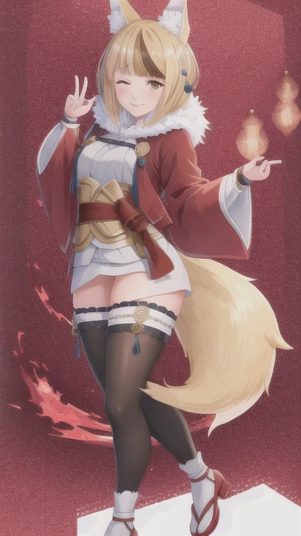 Curvy Kitsune Girl in elaborate lingerie.