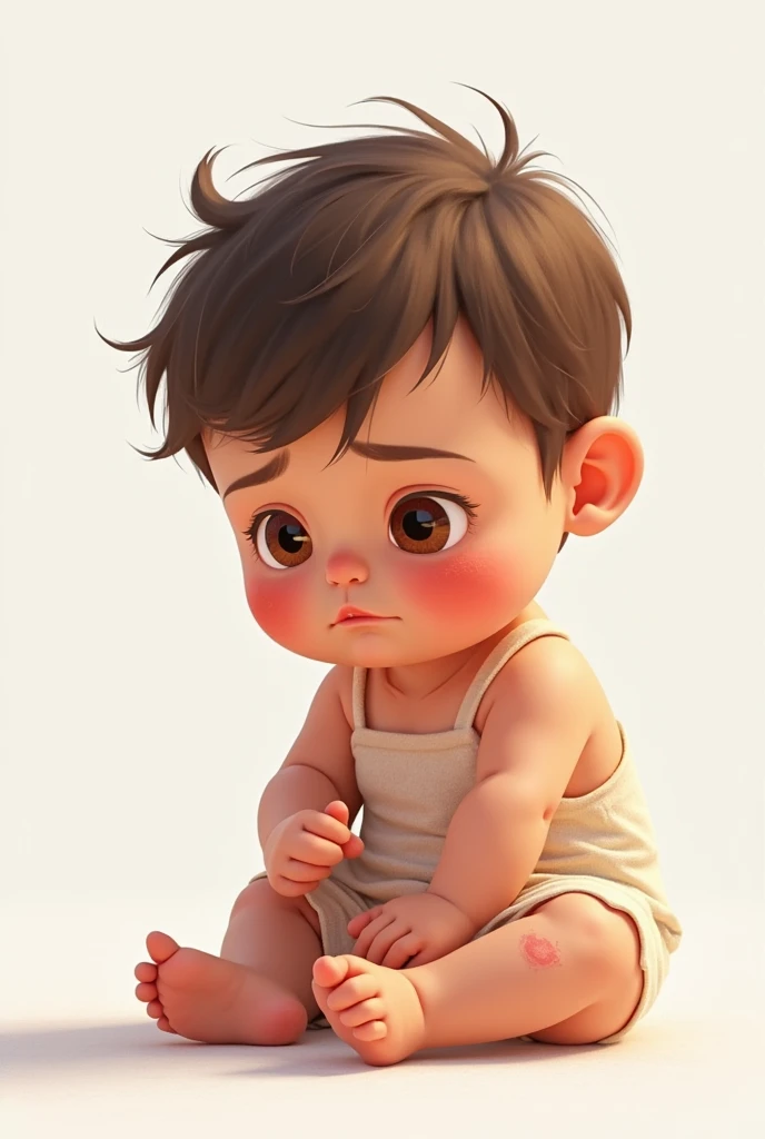 Age 1 boy realistic sad pose picture
