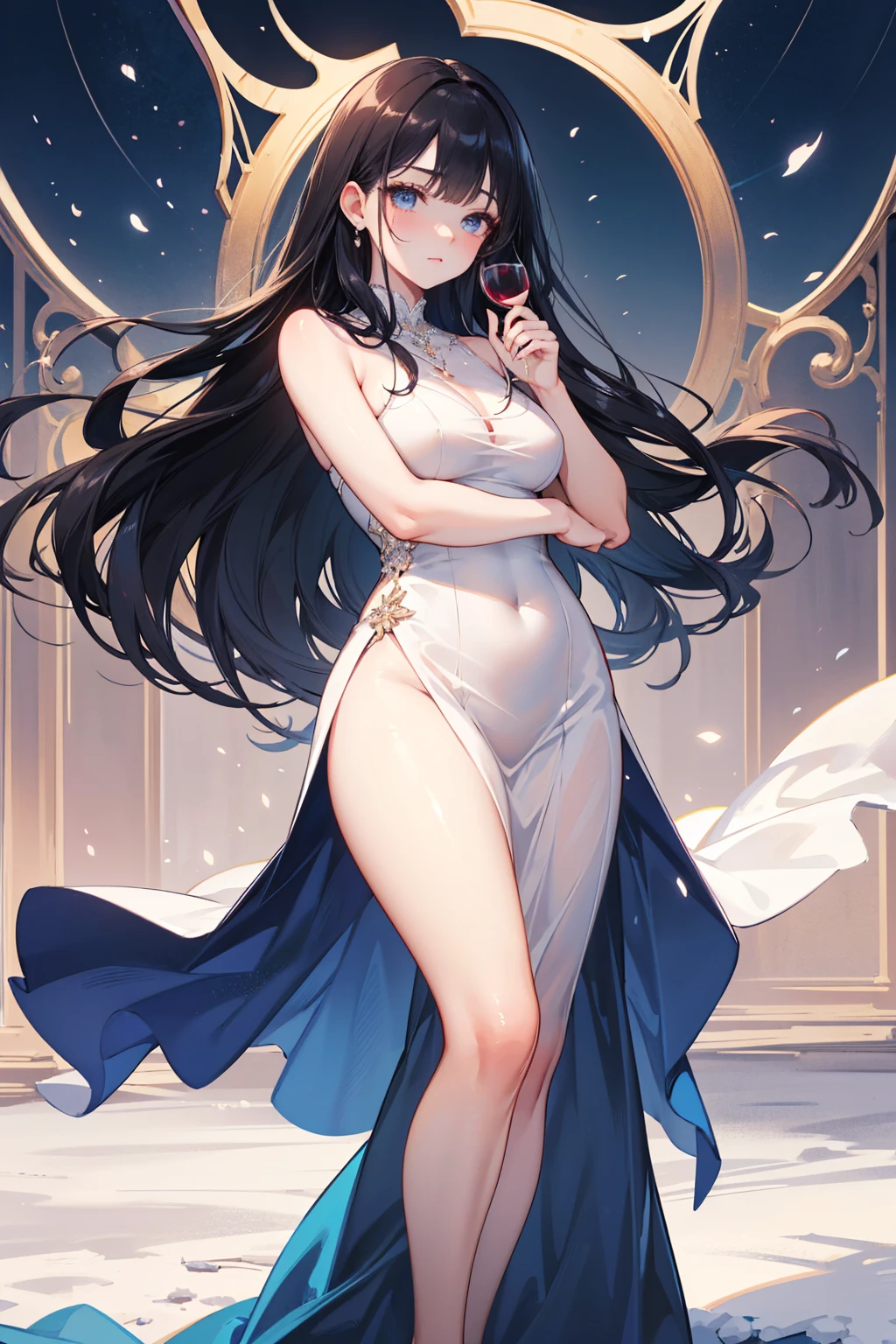 Anime style,Absolutely beautiful women,A gentle and amiable smile,Chest exposure,Elegant and moving,The white liquid flows down subtly。