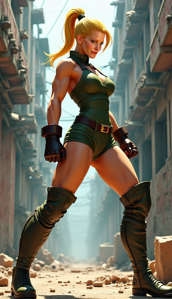 (masterpiece:1.0), (best_quality:1.2), Classic Rogue, 1991 Rogue X-Men, 1 girl, Only, full body view, short length hair, brown hair, wavy hair, messy hair, one lock of white hair, headband, green eyes, mischievous look, smirking, parted lips, curvy figure, large breasts, lipstick, makeup, jacket, gloves, 2 belts, crossed belts, yellow gloves, wear Leather hiking boots, short shorts and a tank top