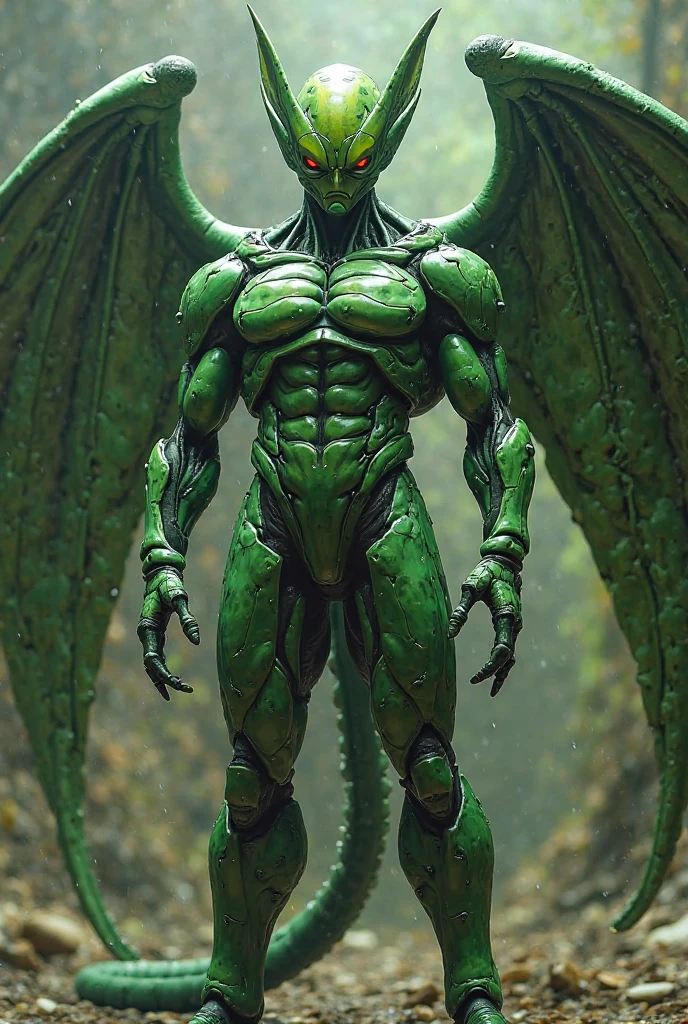 real image, Dragon Ball Movie, cell character, black spots all over the body, dung beetle wings