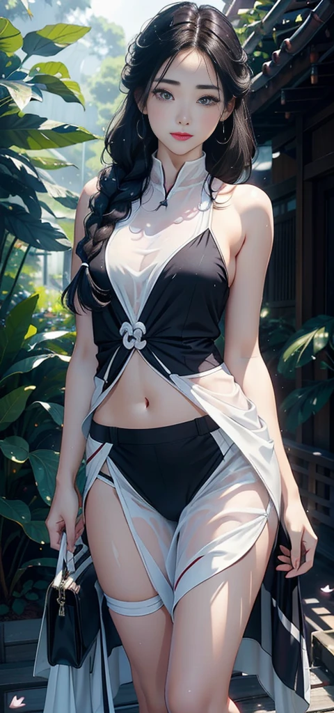 Sparkling lake，Trees overgrow，A hundred flowers argue。
Beautiful girl，Flowing hair and crystal clear lake water，untidy，Flowing，melt，Water mist effect，Elegant blue gradient，intricated，octane render aesethic，Depth。Graceful，Graceful，Small man's waist，Vest line，Long legs。
Fitted with a suspender pocket，Colorful swimming trunks，Sexy tights。
Detailed eyes，Starry eyes，shiny glistening eyes，incredible detail，Extreme close-up，The ultra-Realistically，muted colors，Baohe style painting，Transparent fragments，air bubbles，Flowing beads，Everything melts and flows，Fractal，8K