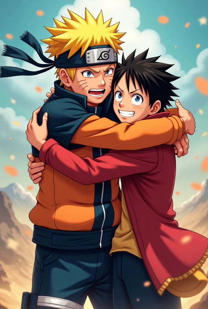 Do Luffy greeting naruto, o luffy com a camiseta do boca Juniors e o naruto com a camiseta do Fluminense