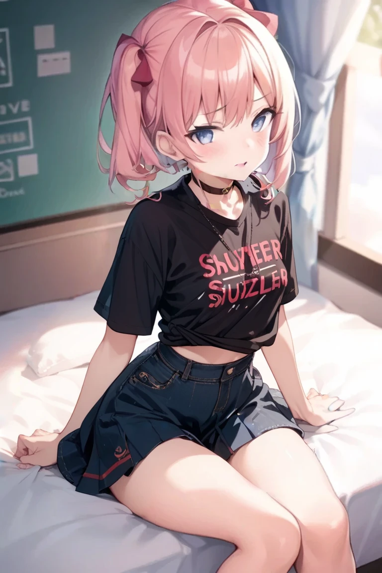 Dirty clothes、Masturbation、Masturbation、hand on the crotch、big eye、smaller head、short haired、Pink hair、Torn underwear、squat and open your legs、Tears、Tears、Desperate look、saliva、saliva、Tongue out、Dirty room、Slender、独奏、drunk