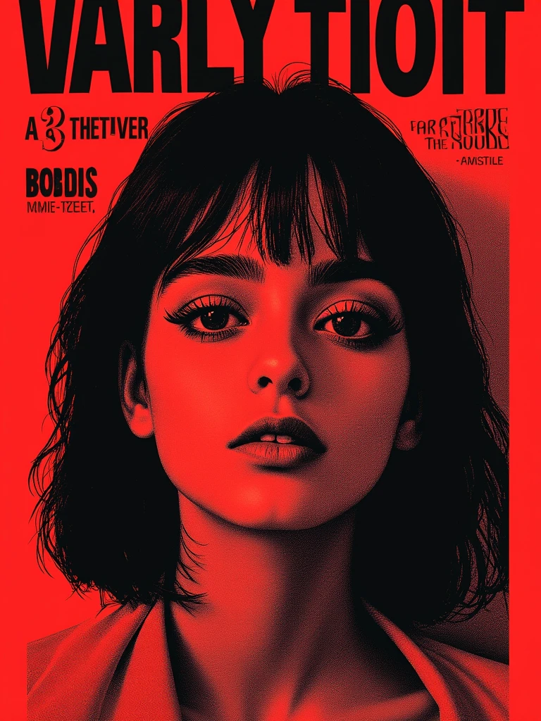 Magazine cover(masterpiece, best quality:1.2), 1 girl, solitary，short hair（（White sexy taut shirt））Wet body，（HD）（（best quality））， （（Surrealism））