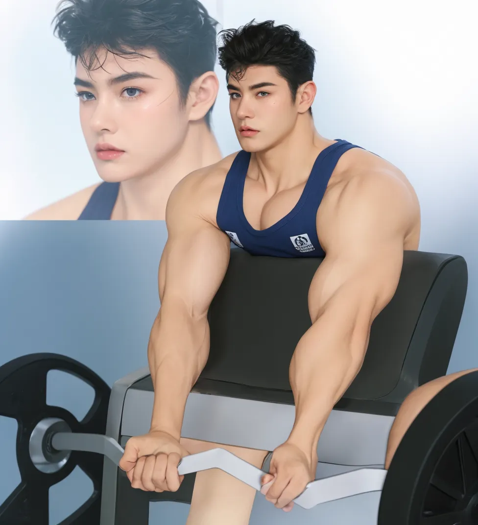Strong and muscular body, handsome boy, wearing puffy underwear, bulge, sexy ass, big balls, very big balls, Has smooth and brown skin, has big and very large and hanging tits, pink nipples and very big nipples