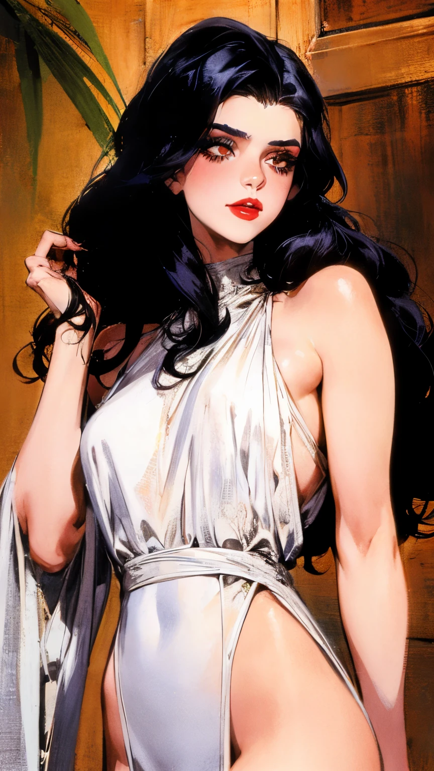 (best quality,4k,8k,highres,masterpiece:1.2),ultra-detailed,(realistic,photorealistic,photo-realistic:1.37),erotic,seductive demon with captivating eyes and luscious lips,sultry stare,fiery red skin,dark flowing hair,slim and curvaceous figure,seductively revealing outfit,provocative pose,demonic wings unfurled,ominous red aura,[concept art],vivid colors,contrast between warm and cool tones,dramatic lighting,backlit silhouette against a fiery backdrop,soft shadows and highlights accentuating the contours and textures,total mastery of light and shadow,perfectly balanced composition,subtle hints of eroticism,ethereal and alluring atmosphere,hint of danger and temptation in the air.