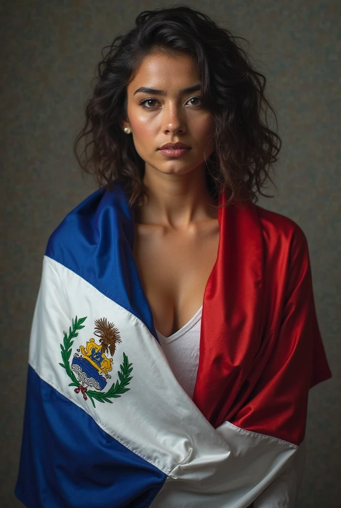 Aubrey Plaza with braided hair covered in the Palestinian flag all over her naked body