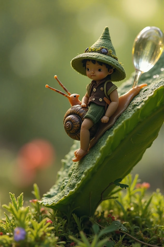 A boy eating a mushroom