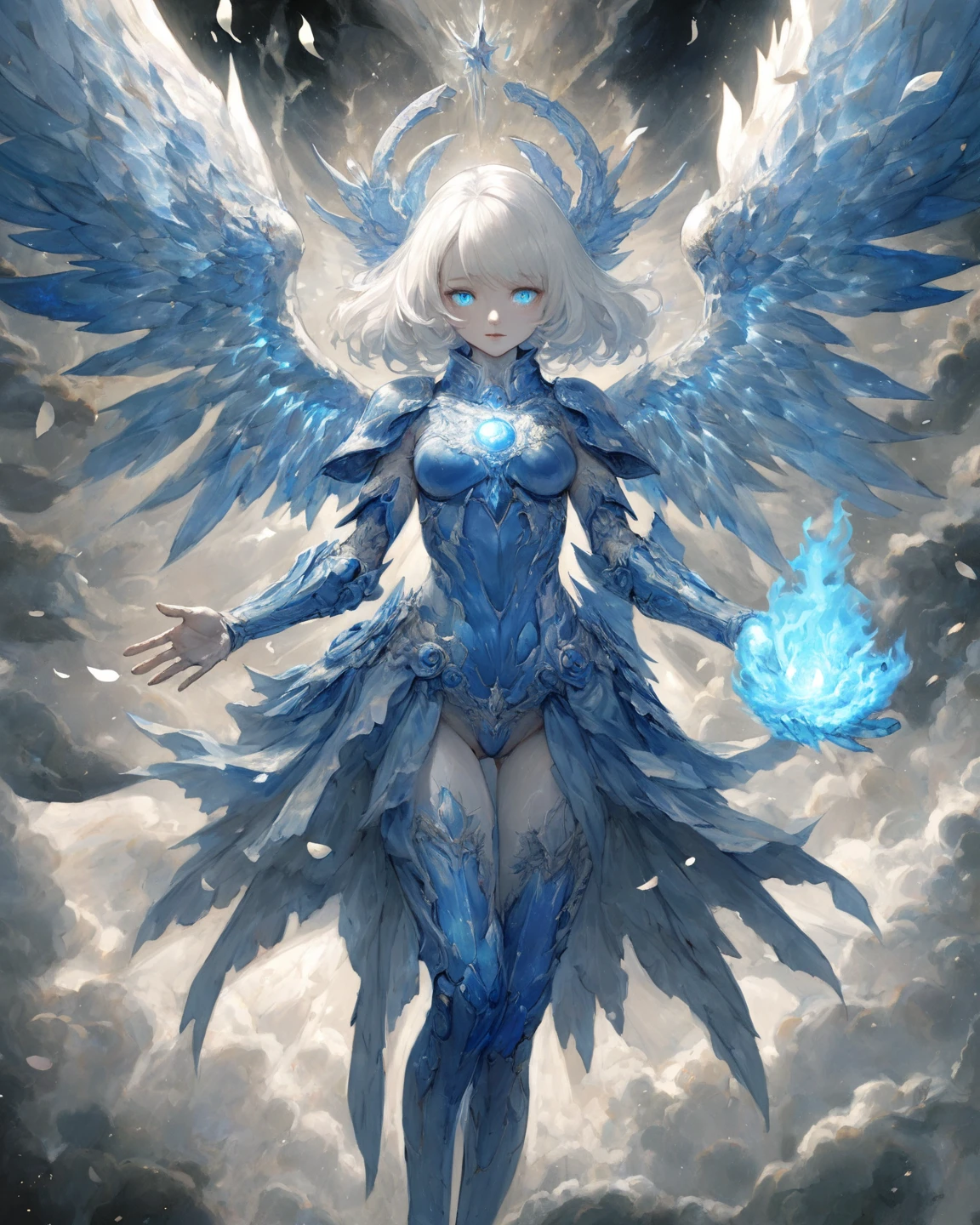 (masterpiece,high quality,Best quality,Official Art,Beautiful aesthetics:1.2),Phoenix of Ice and Fire,(Ice Elemental Wings:1.5),(Fire Elemental Body:1.1),combustion,transparent,flame,(Lava),flame头部,flame身体,Ice wings,smoke,cloud,nothingness,Long trailing,Looming in the night sky,Fire and ice,Spread your wings,soar,The magical night sky is colorful