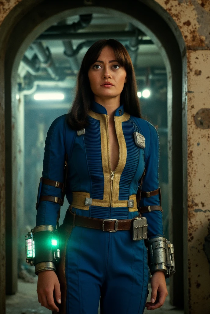 Arte em cores estilo Alex Horley, General Athletic Lined Woman Steampunk, trajando farda Azul, Dynamic shouting orders, war scenario amidst tanks and humanoid Steampunk automatons, Ultra HD images definition 3840x2160.