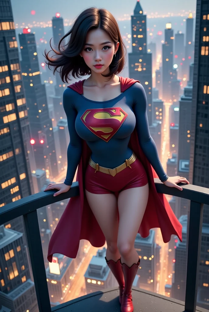 fantastical realism, bokeh, ultra detalhado, 2 garotas sexy se encarando, vestindo traje sexy de supergirl, peito contra peito, beijo, cabelo loira e loira, underwear, dentro de casa, narrow deposit, fundo detalhado, cyberpunk .